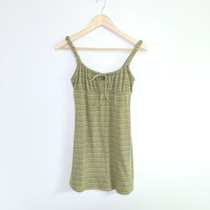 Babydoll Milkmaid Sundress Arizona Jeans Green Striped Sleeveless Dress